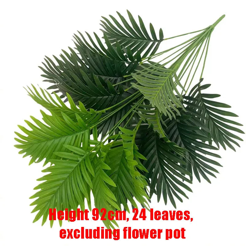 70-120cm Large Artificial Palm Tree Tropical Green Leaves Fake Plants Plastic Monstera Faux Tree Branch for Home Kitchen Decora