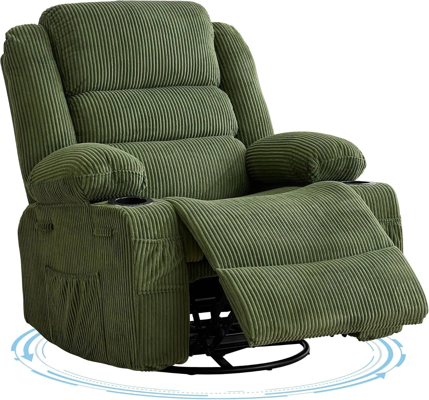 Modern Swivel Rocker Recliner Chair With Adjustable Headrest