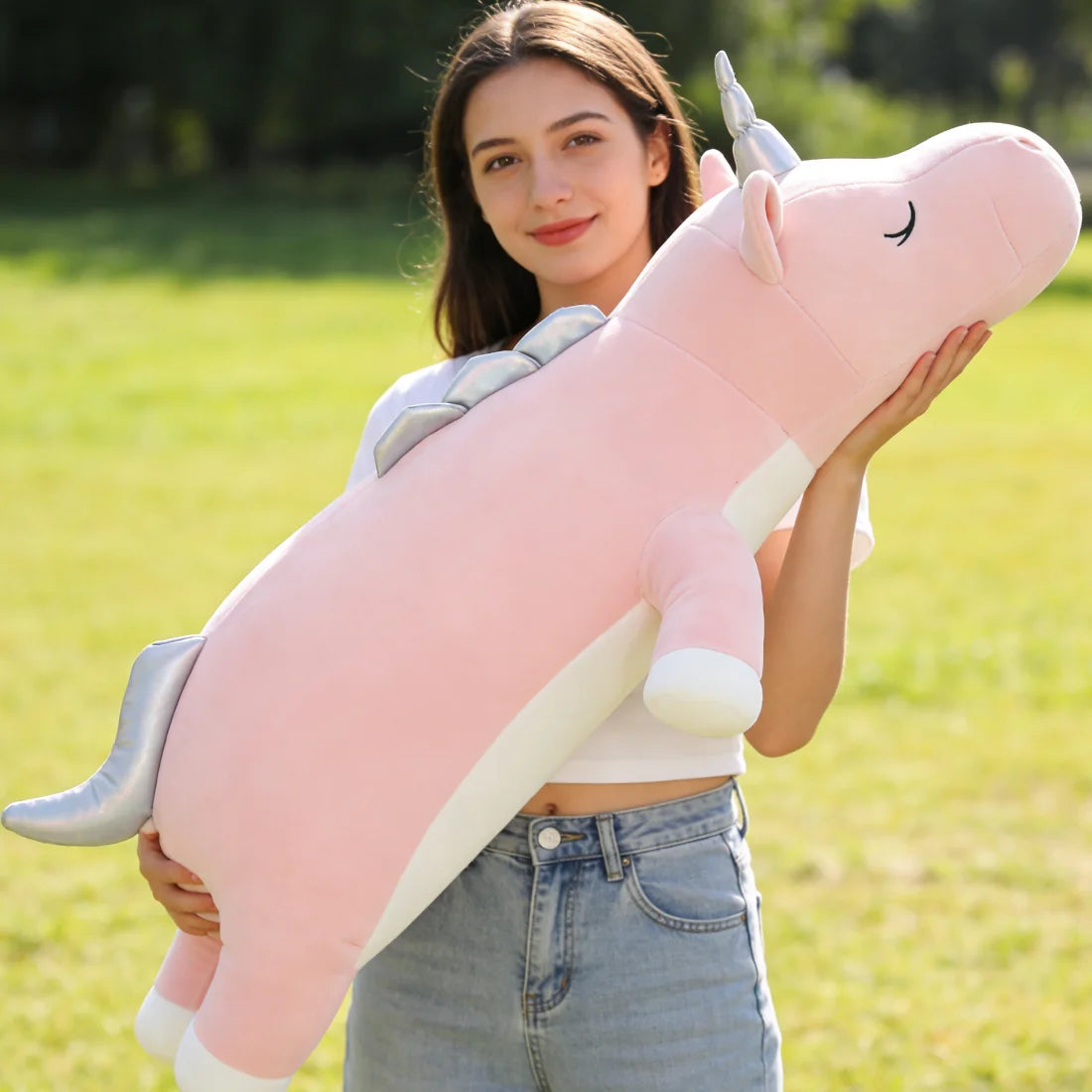 SNOWOLF Long Unicorn Hug Pillow, 35'' Stuffed Animal Body Pillow, Pink Cute Unicorn Plush Cushion, Sofa Pillow