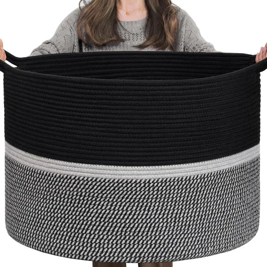 Extra Large Laundry Basket, Woven Rope Storage For Towels