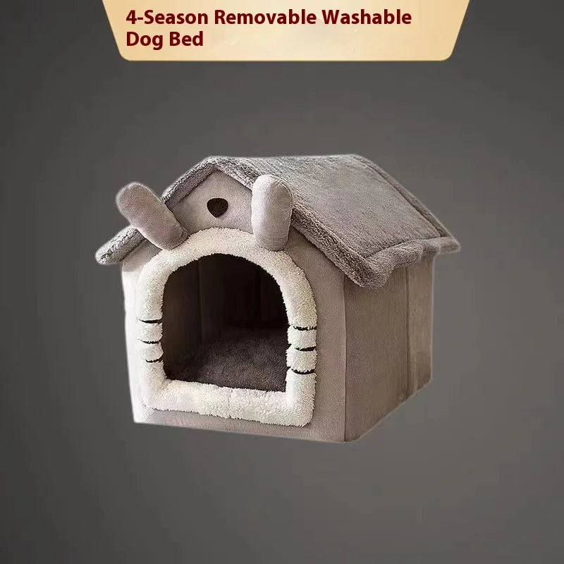 Luxurious Coral Fleece Dog House Bed For Indoor Pets