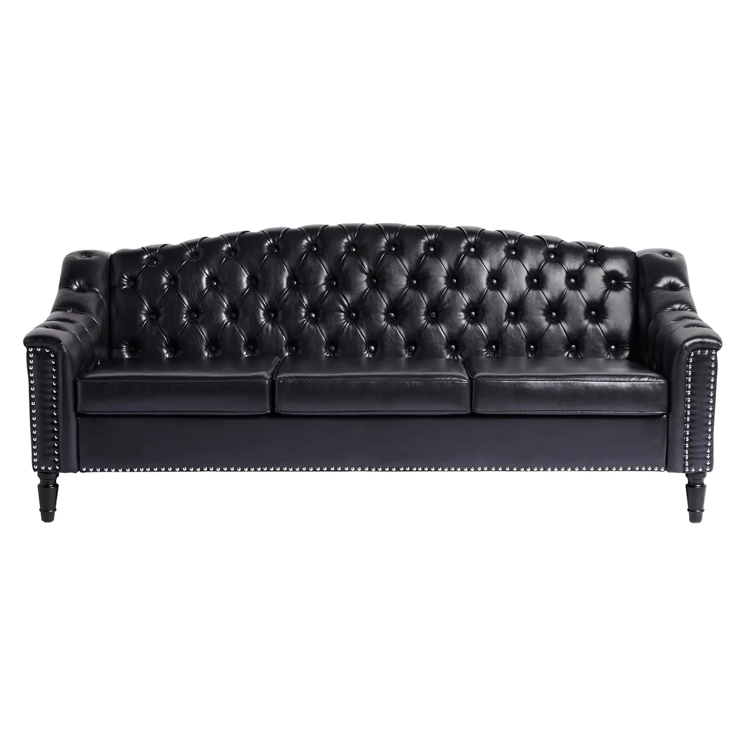 Mid-Century Modern Leather Couch, 80" Large Upholstered Sofa with High Back, Chesterfield Sofa Sleeper Settee , Customized