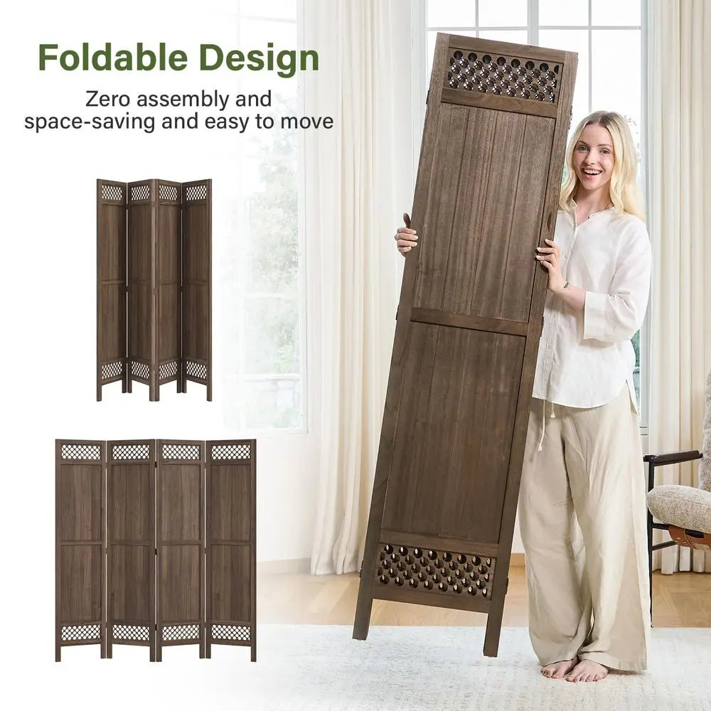 Screen Room Divider Panel Real Wood Folding Partition Room Dividers, NoAssembly Required, Enhance Privacy and Aesthetic Appeal,