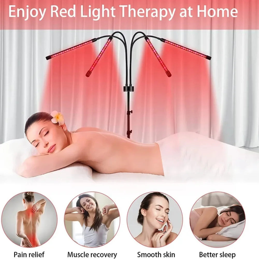4/5 Heads Red Light Therapy Lamp with Adjustable Stand for Face Body,Muscle,Skin 660nm&850nm Infrared Red Light Therapy Device
