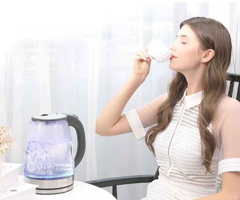 Electric Glass Kettle 1.5L Borosilicate Tea Pot with Heating Base Fast Boil Water Heater for Home Office Tea Coffee