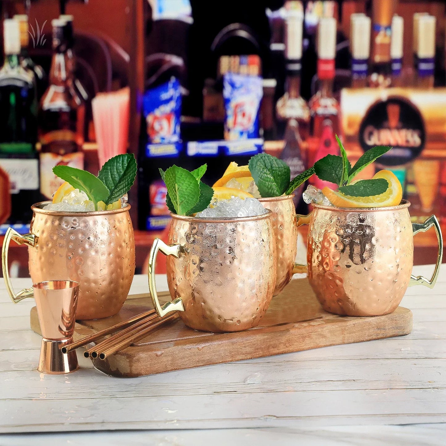 Moscow Mule Copper Mugs 100% Handcrafted Food Safe Pure Solid Copper Mugs 16 oz Christmas Gift Set Party Bar Drinkware Tools