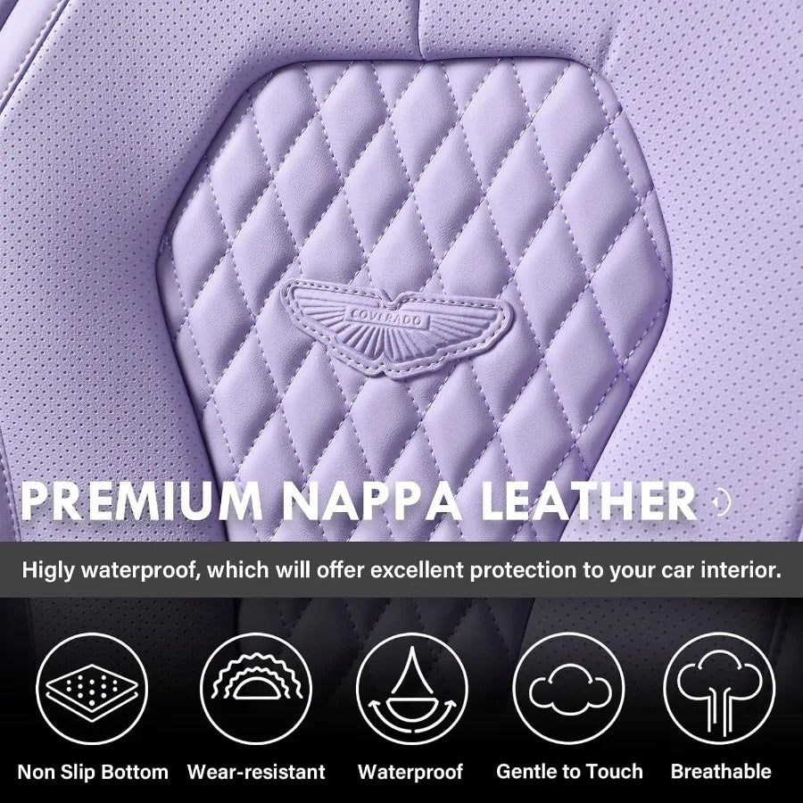 Luxury Auto Seat Covers for Front Seats with Purple Design Universal Fit Leatherette Car Seat Protector for Most Cars HighQuali