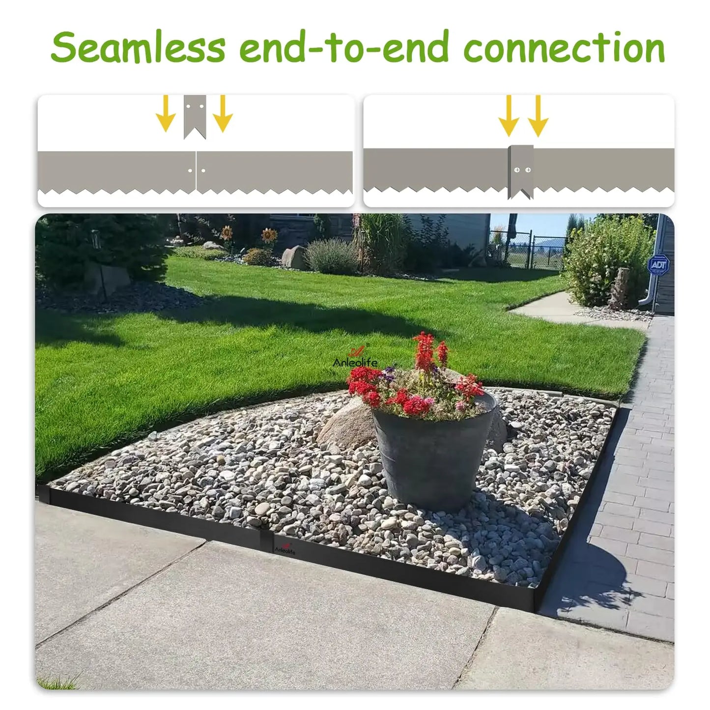 6Pcs L.40" Galvanized Steel Garden Landscape Edging, Powder Coated Bendable Hammer-in Lawn Border, Total 20FT, 6" or 8” Tall