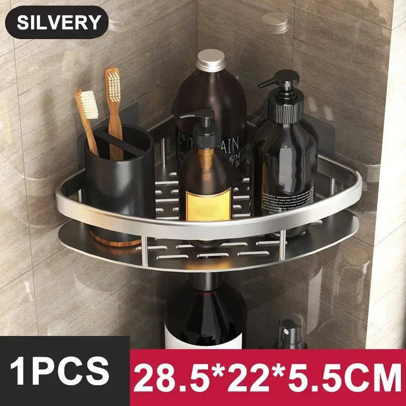 Wall Mounted No Drill Aluminum Alloy Shower Shelf Durable
