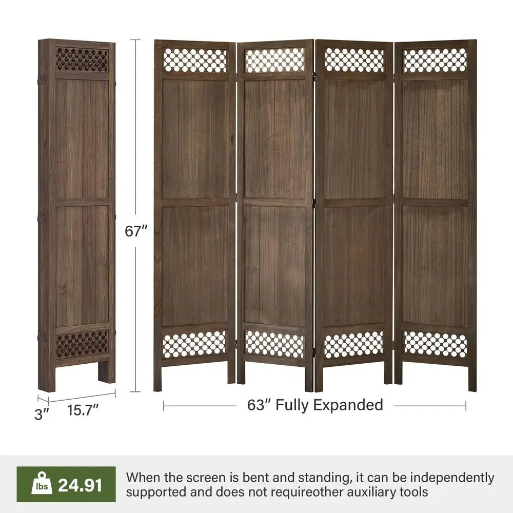 Screen Room Divider Panel Real Wood Folding Partition Room Dividers, NoAssembly Required, Enhance Privacy and Aesthetic Appeal,