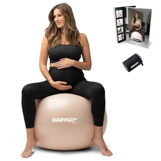 BABYGO Birthing Ball - Pregnancy Yoga Labor Exercise Ball Book Set Trimester Targeting Maternity Physio Birth Recovery Plan Inc