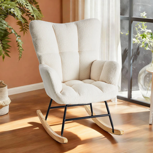 MCQ Teddy Fleece Ergonomic Office Chair Metal Frame Soft Cushion Lumbar Support High Backrest Heavy Capacity For Office