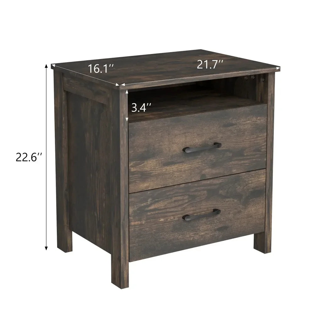 Modern Farmhouse Nightstand Set of 2 Rustic End Tables