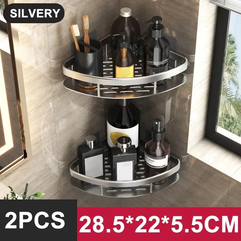 Wall Mounted No Drill Aluminum Alloy Shower Shelf Durable