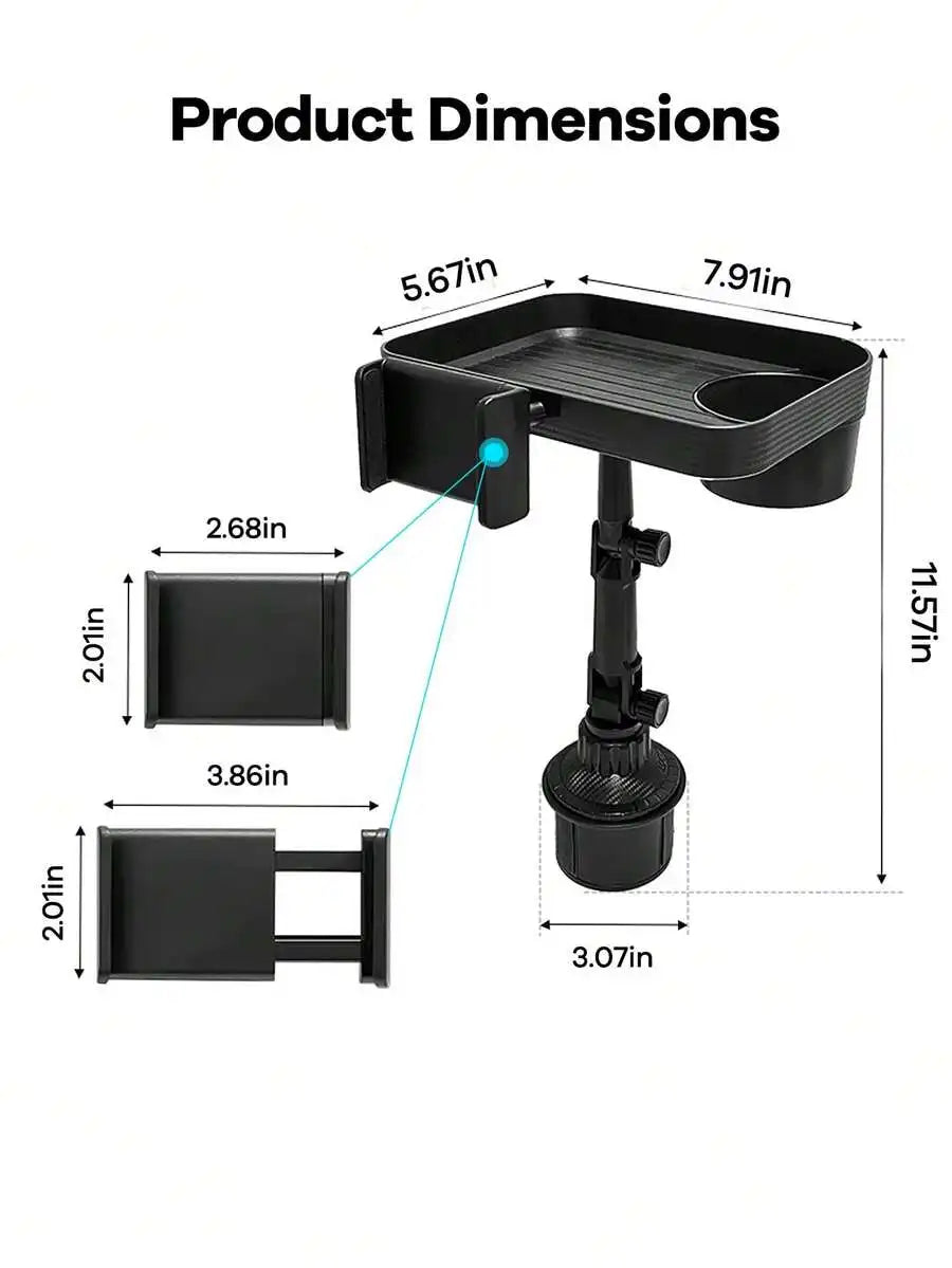 2-In-1 Universal Car Cup Holder Expander With Phone Holder, Adjustable Height And Angle, 360° Rotatable, Non-Slip Design