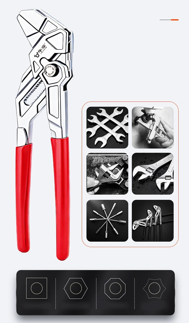 Adjustable Pipe Pliers Quick Adjust Water Pump Wrench Self Locking Plumbing Tool for Household DIY Faucet Manual Clamping