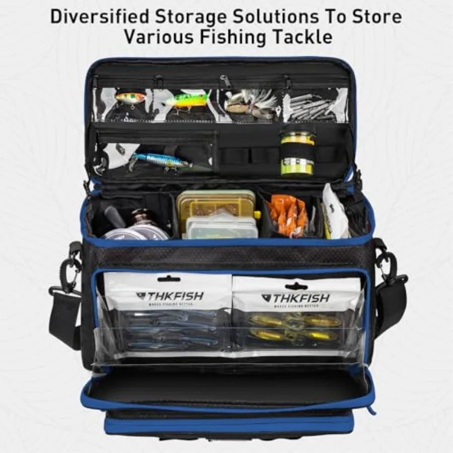 Fishing Tackle Bag with 20PCS Clear Bait Bags for Soft Plastic Baits Storage, Waterproof 3600 Tackle Box Bag Organizer for Fish
