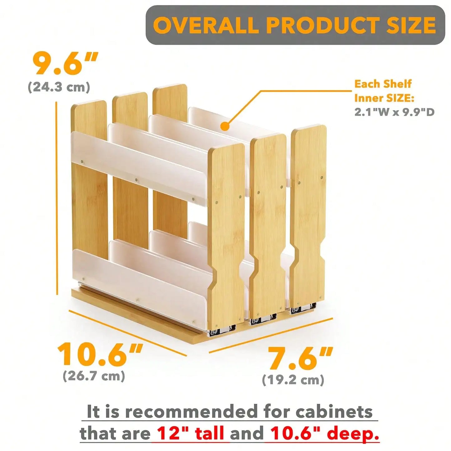 Pull Out Spice Rack Organizer For Cabinet Natural Bamboo Wooden 2 Tier Slide Out Spice Shelf Heavy Duty Sliding Seasoning Jar Holder Rack For Kitchen Cabinet Pantry Countertop Organization Housewarming Gift