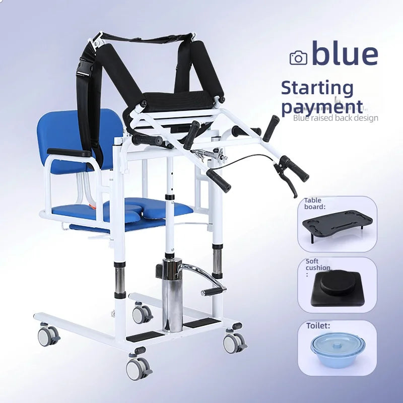 Patient Lift Chair, Metal Adjustable Height Transport Wheelchair, Elderly Transfer Lift, Home Nursing Toilet Transfer Chair