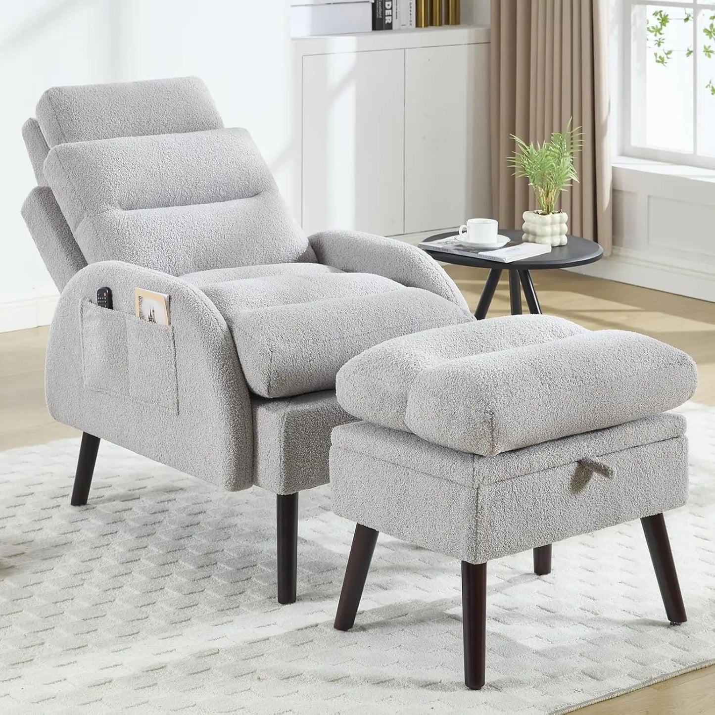 Accent Chair with Ottoman, Comfy Reading Chair and Ottoman Set, Modern Oversized Velvet Lounge Armchair with, Customized
