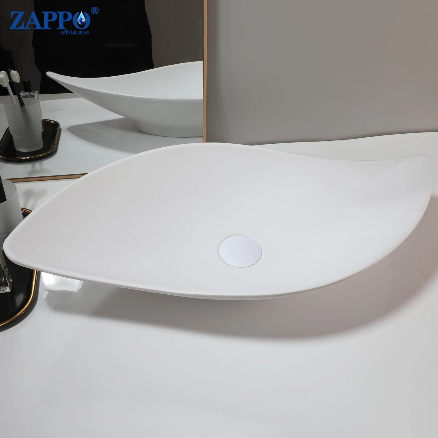 ZAPPO Vessel Sink With Drain Stone Resin Washbasin