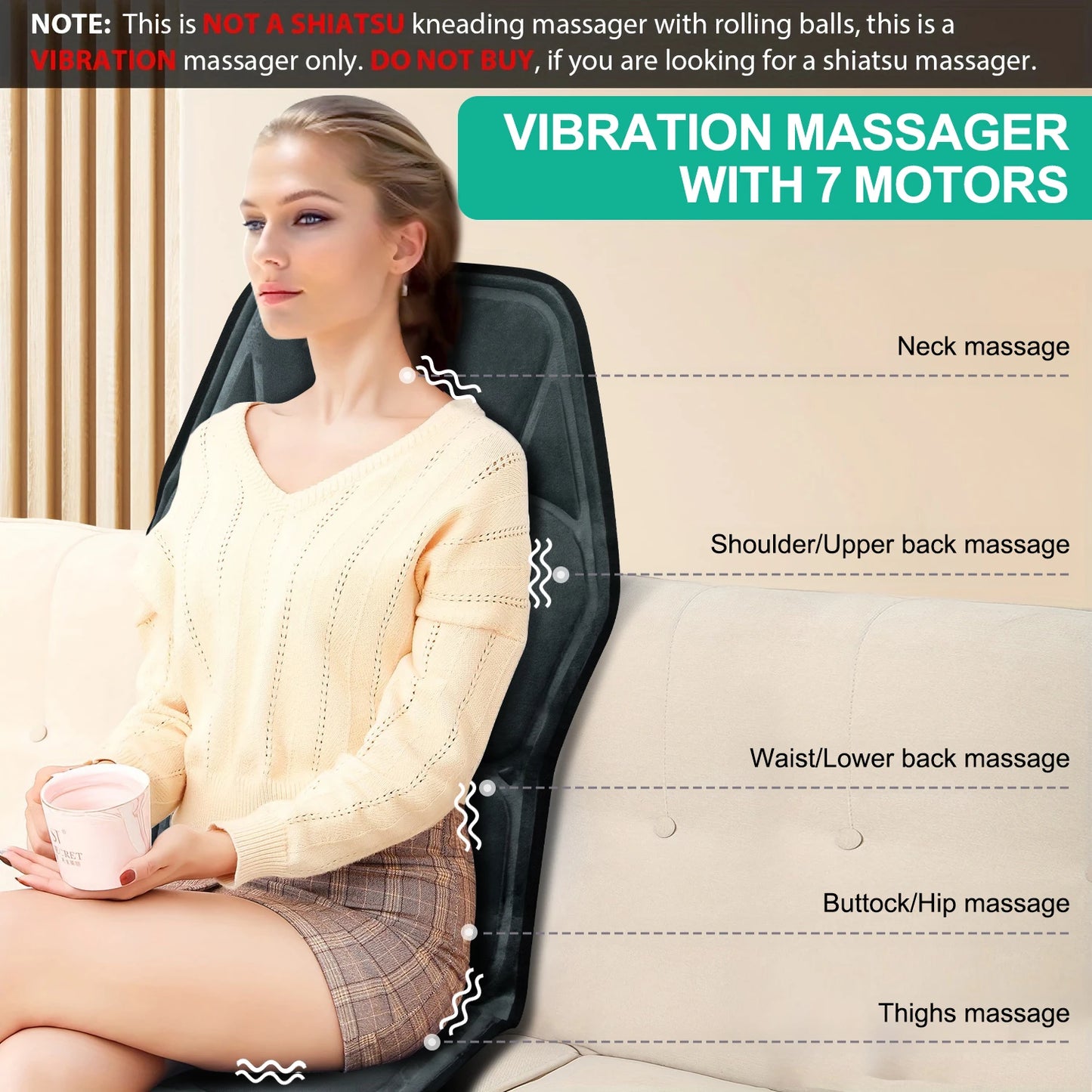 Vibration Back Massager Seat Cushion with Heat,Massage Chair Pad,Chair Massager for Pain Relief at Office/Home,Gifts for Parents