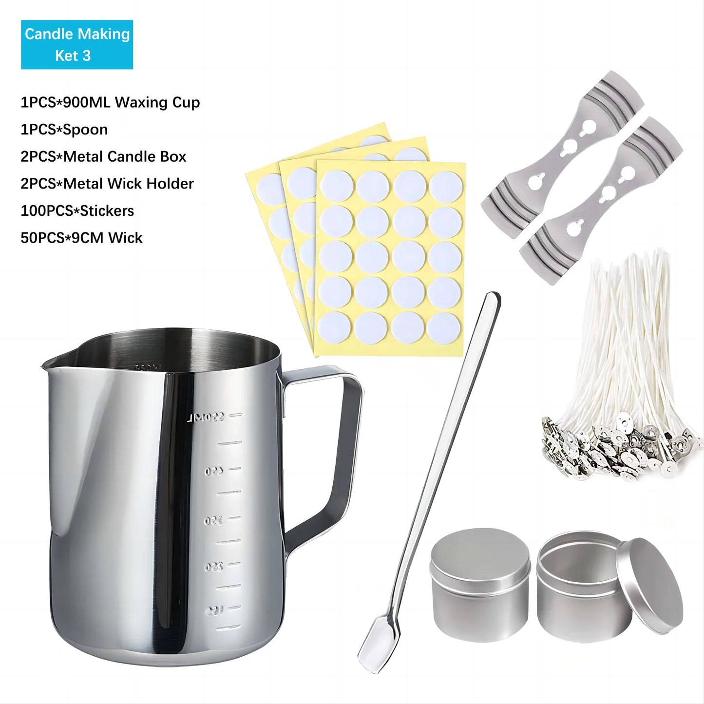 DIY Candle Making Tools Kit - Includes Pouring Pot Wax Melting Material Aromatherapy Wicks & Holder for Crafting Homemade Candle