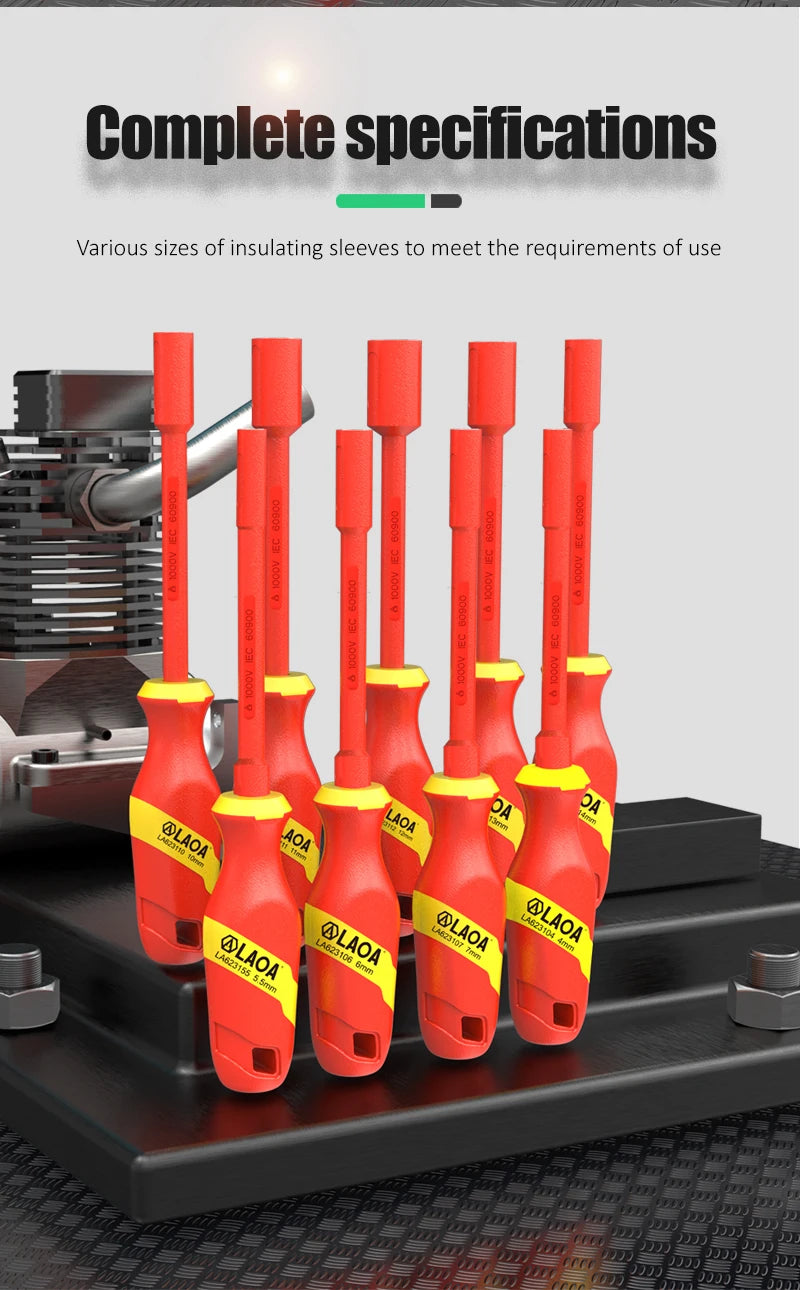 LAOA Insulated Socket Screwdriver Multifunctional Hexagonal Socket Wrench Driver Electrician Specific Withstand 1000V