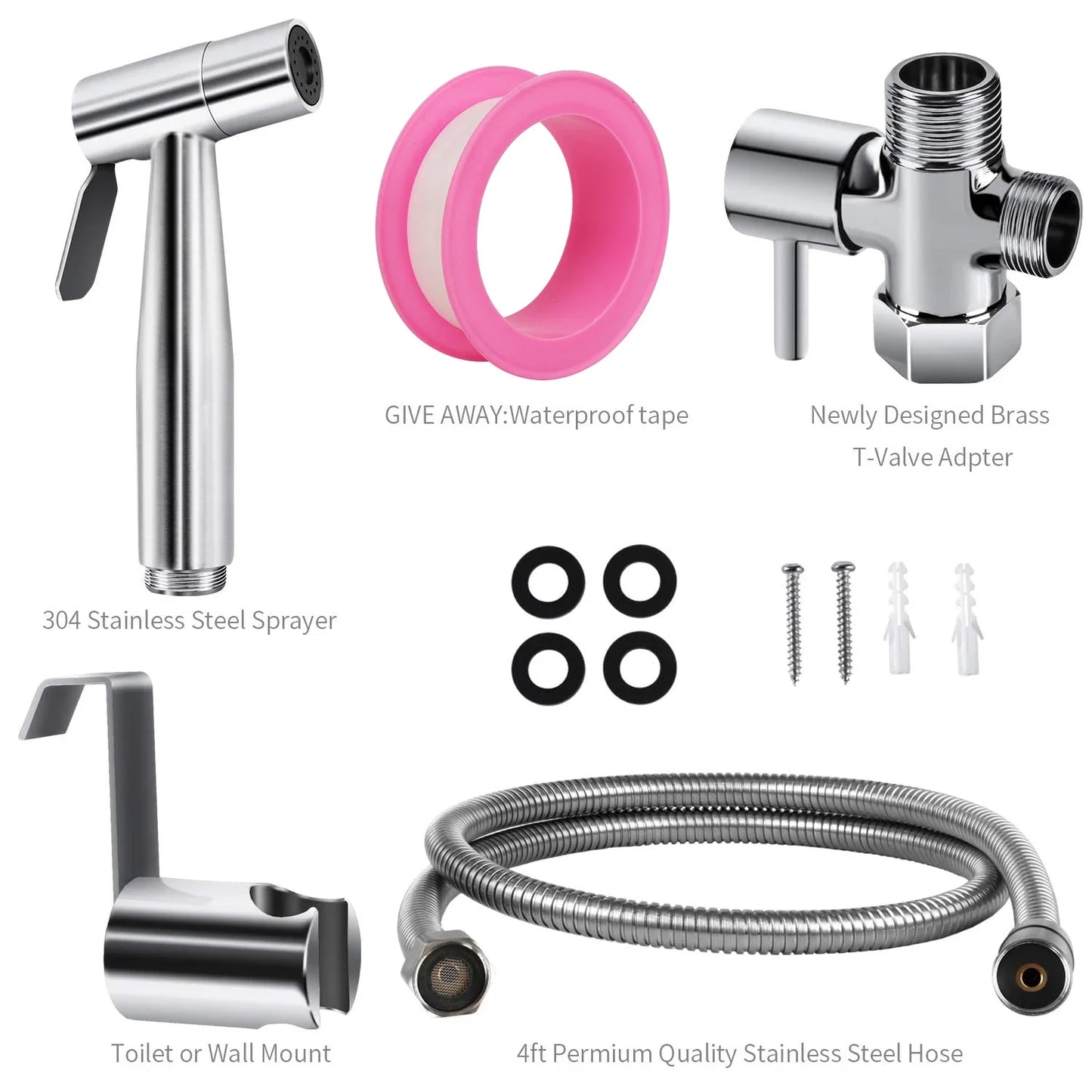 Handheld Bidet Sprayer for Toilet Adjustable Water Pressure Control Bidet Hose Attachment Shower Spray Cloth Diaper Sprayer Kit