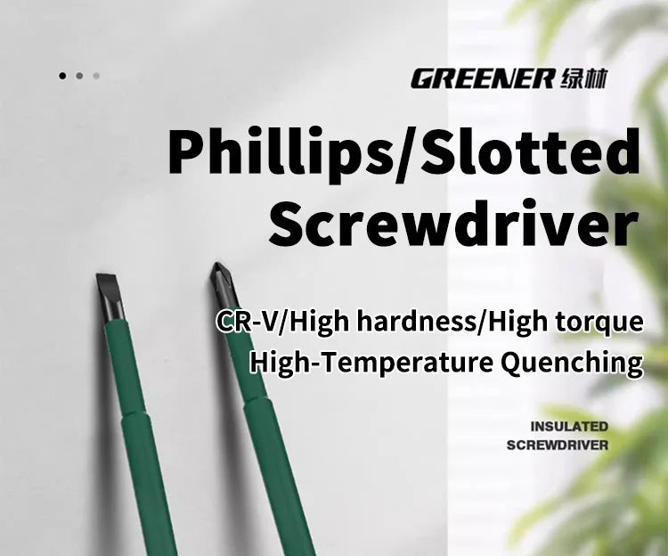 GREENERY Insulated Electrician Screwdriver Current-Isolate Phillips Flat Driver Magnetic Slotted Cross Screwdrivers for Repair