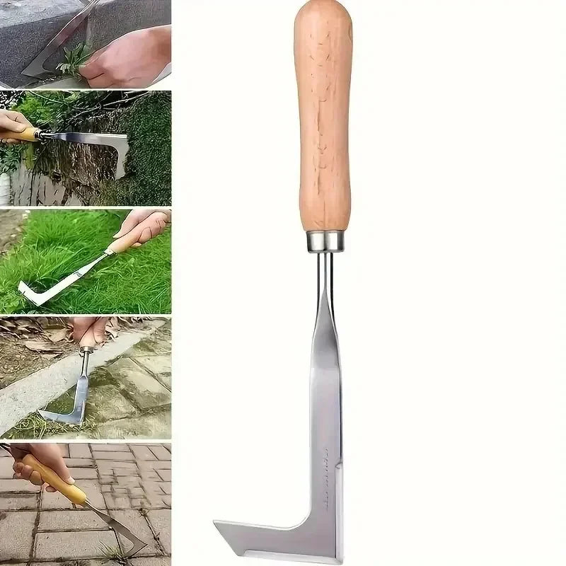 Stainless Steel Gap Weeding Tool L-shaped Garden Weeding Tool Weeding Puller Manual Weeding Tools for Road Cracks and Gardens