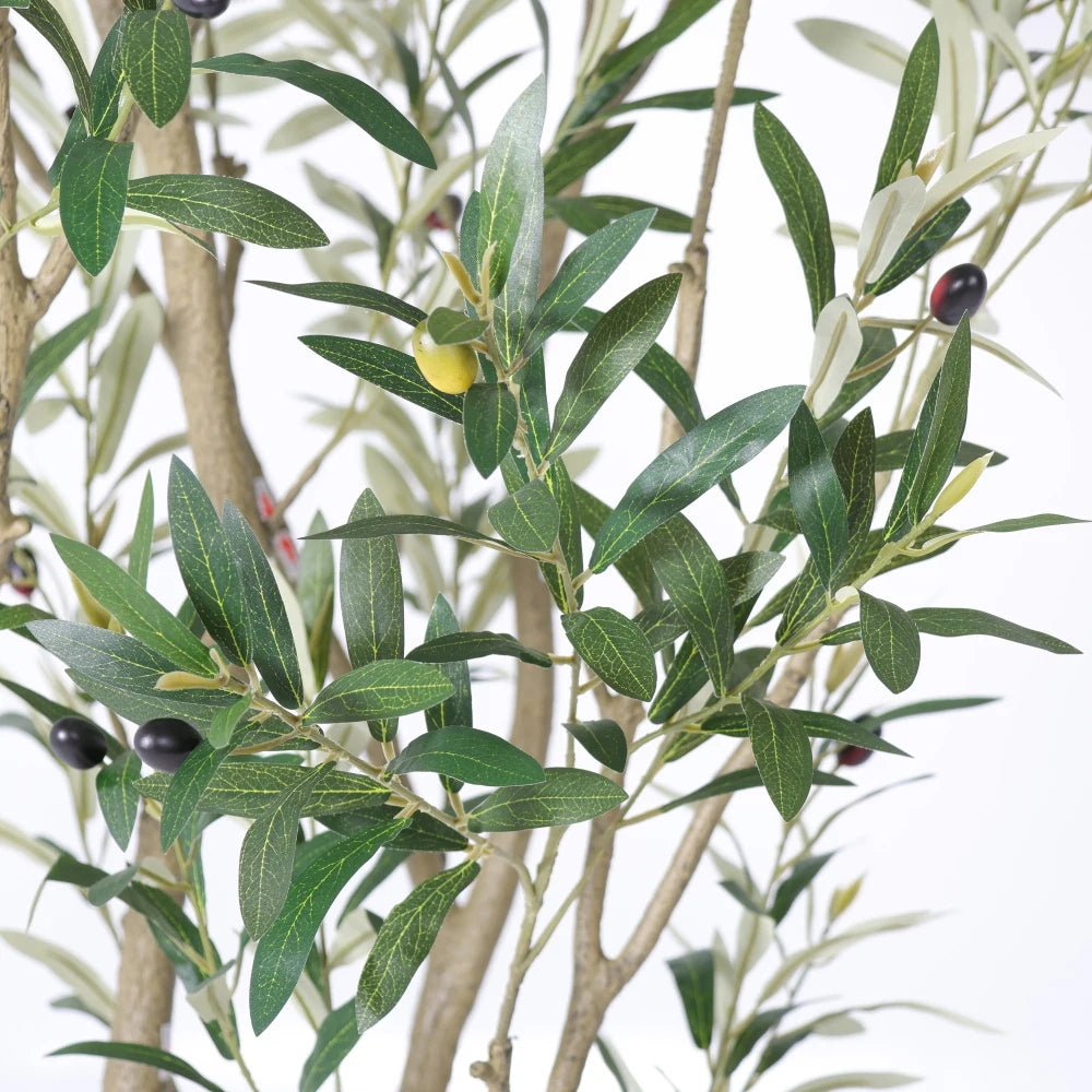 8FT Artificial Olive Tree With Big Decorative White Planter, Tall Indoor & Covered Outdoor Decorative Tree, 1pc/set