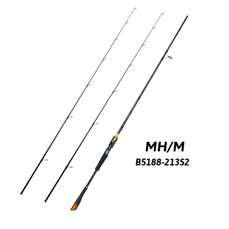 BIUTIFU Spinning Casting 2Tips Fishing Rods 1.8m 1.98m 2.1m 2.25m 2.4m 2.55m 2.7m Fuji Guide 2 Sections T1000 Carbon Baitcasting 7-80g Lure Bass Pike Fast Surf Pole
