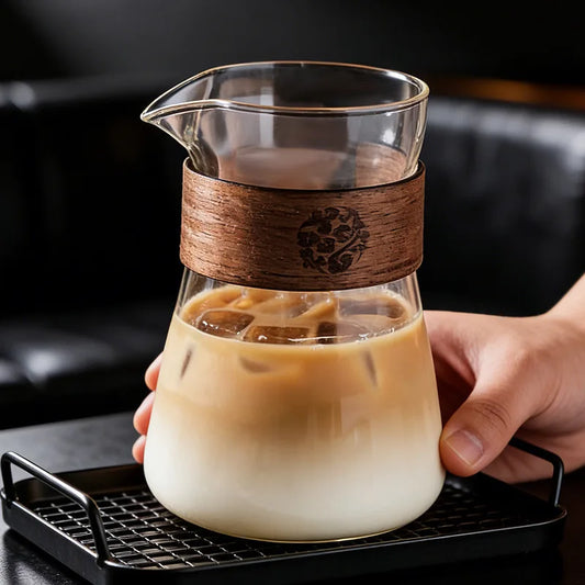 Glass Coffee Carafe With Heat Resistant Wood Loop Set