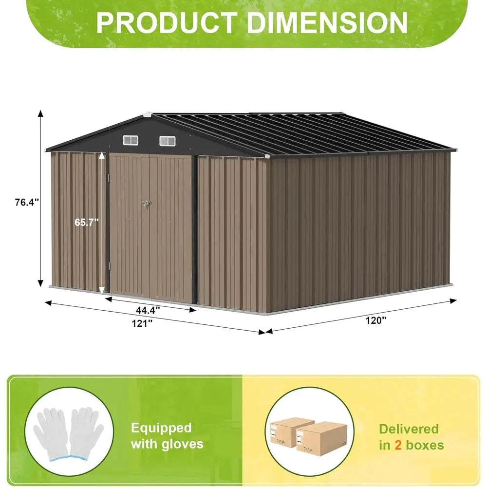 Waterproof Outdoor Metal Storage Shed With Lockable Door