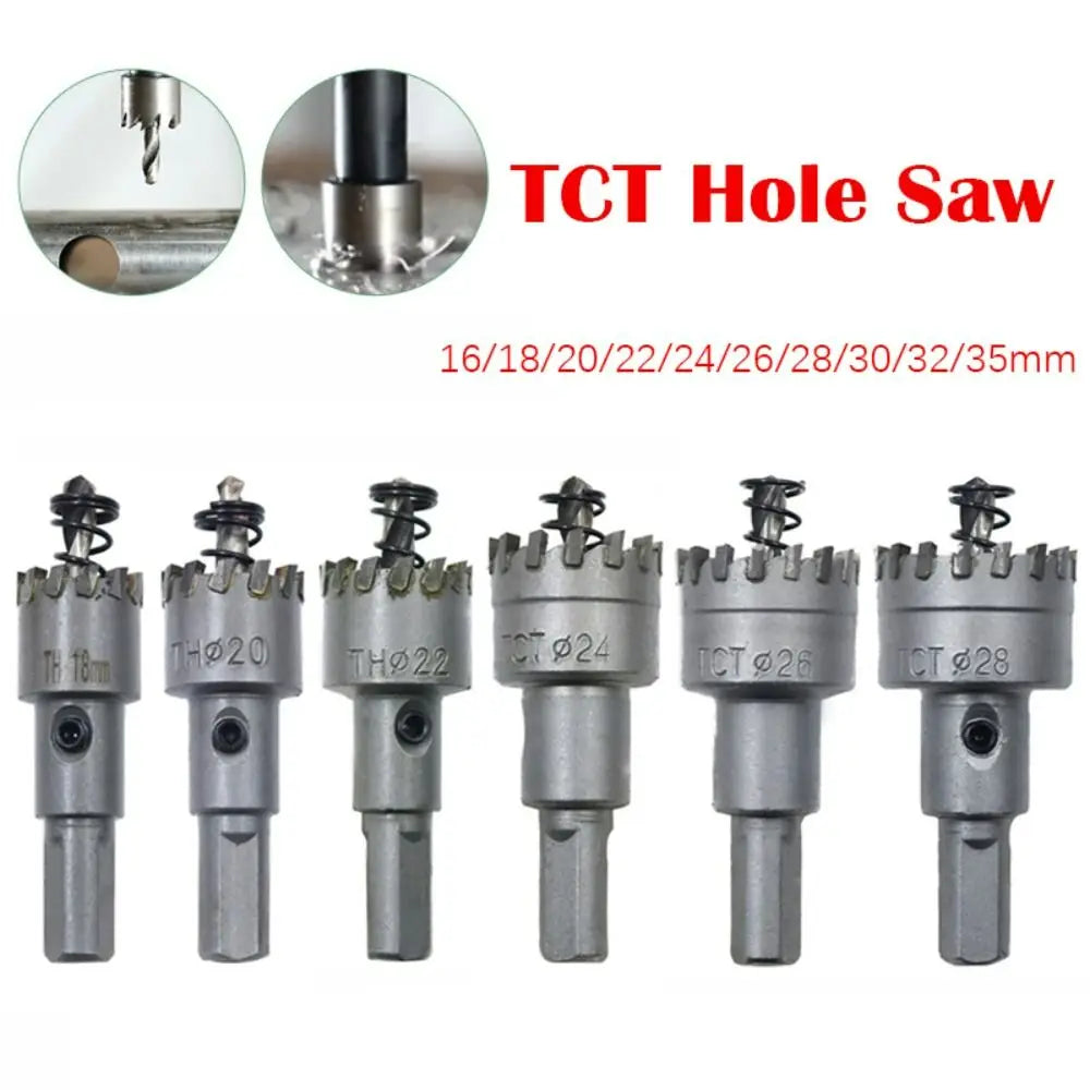 16~35mm TCT Hole Saw High Hardness Silver Hard Alloy Drill Bit Hole Opener Stainless Steel