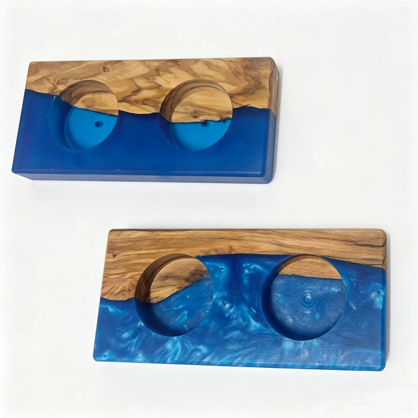 Epoxy Resin and Olive Wooden Candle Holder for Wedding Party Dinner Square Candle Stand Tealight Holder Shabbat Candle Holders