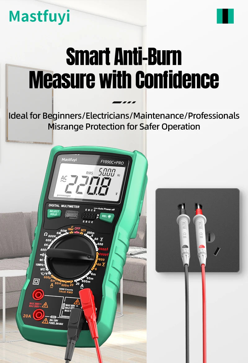 MASTFUYI 2000V 20A Extra-Large Range Digital Multimeter Photovoltaic Multimeter True RMS Multifunctional All-in-One Machine