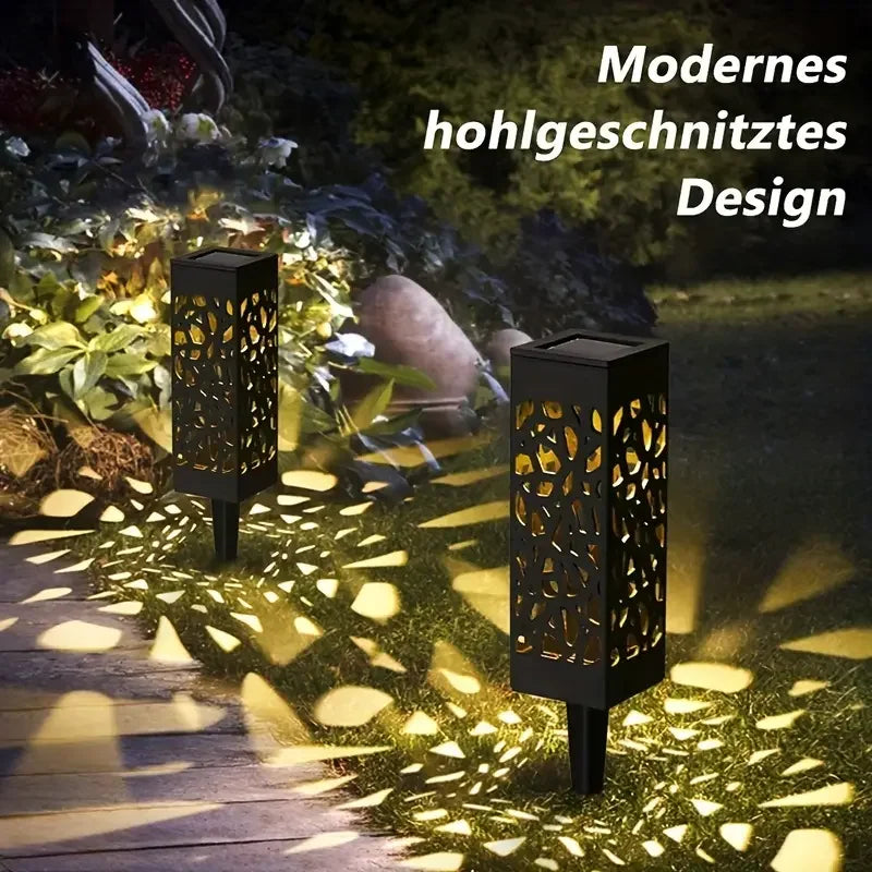 Solar Powered LED Garden Stake Lights Set for Outdoors