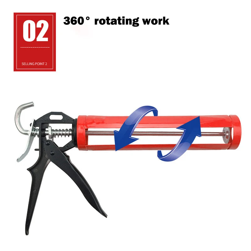 Glass Glue Gun 360° Rotating Multi-function Manual Caulking Guns Glue Seals for Doors and Windows Silicone Filling Hand Tools