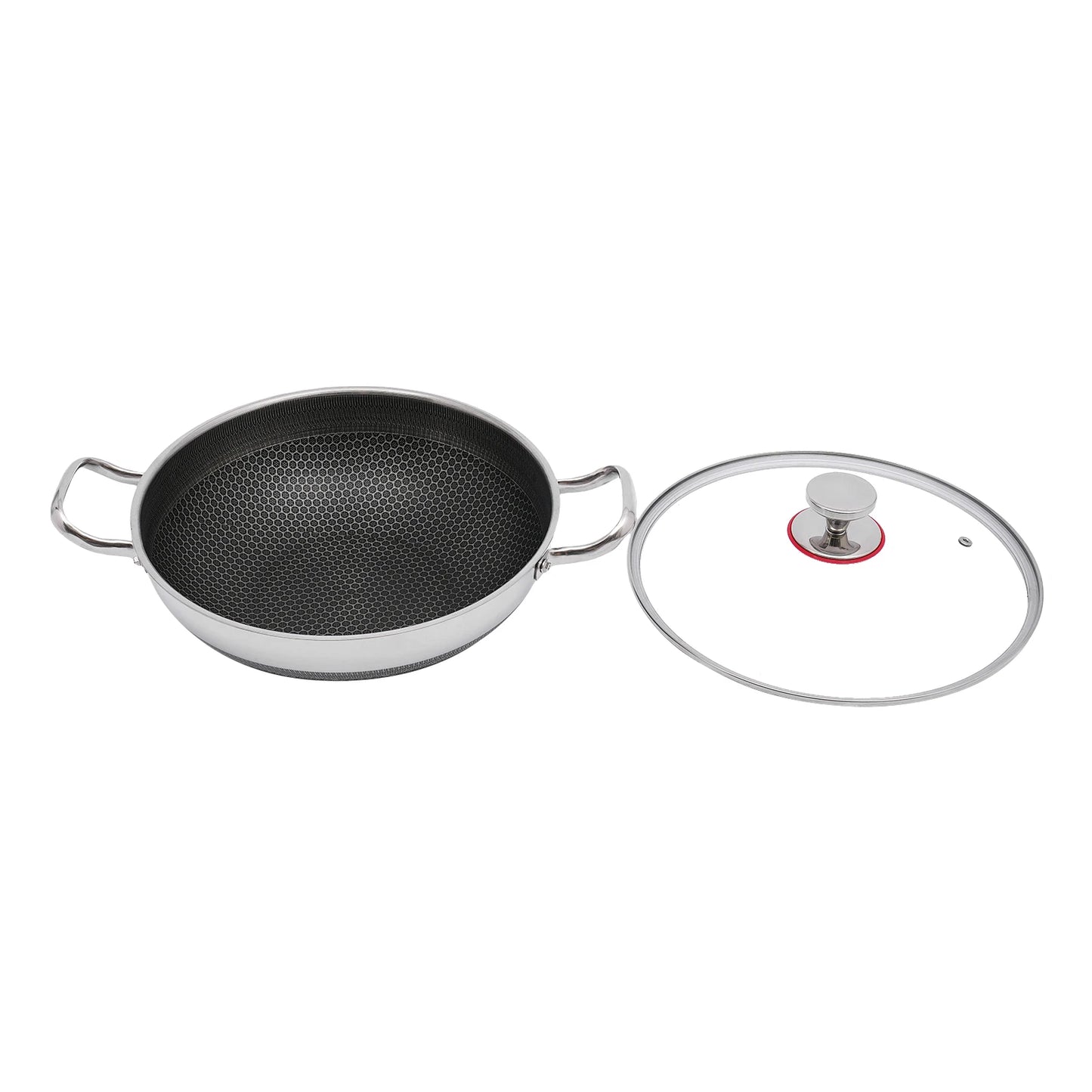 Stainless Steel Non-Stick Pan, Non-Stick Frying Pan, Fast Heat Conduction, 1.8kg Weight, 12.59in Diameter, for Cooktops Kitchen