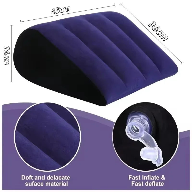 Inflatable Wedge Pillow for Travel Lumbar and Yoga Support