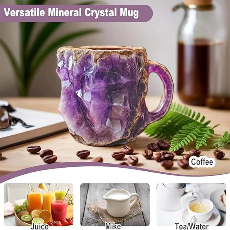 1PC Multi-Colored Mineral Crystal Coffee Mug，Natural Mineral Crystal Mug， Colorful Crystal Christmas Mugs,Christmas Gift New