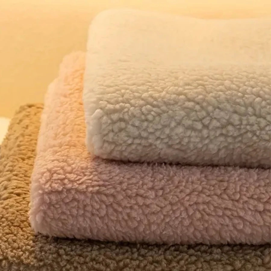 Solid Sherpa Anti-Slip Sofa Cover with PU label Decor for Living Room Coush Seat Cover, Universal Sofa Slipcover Furniture Towel