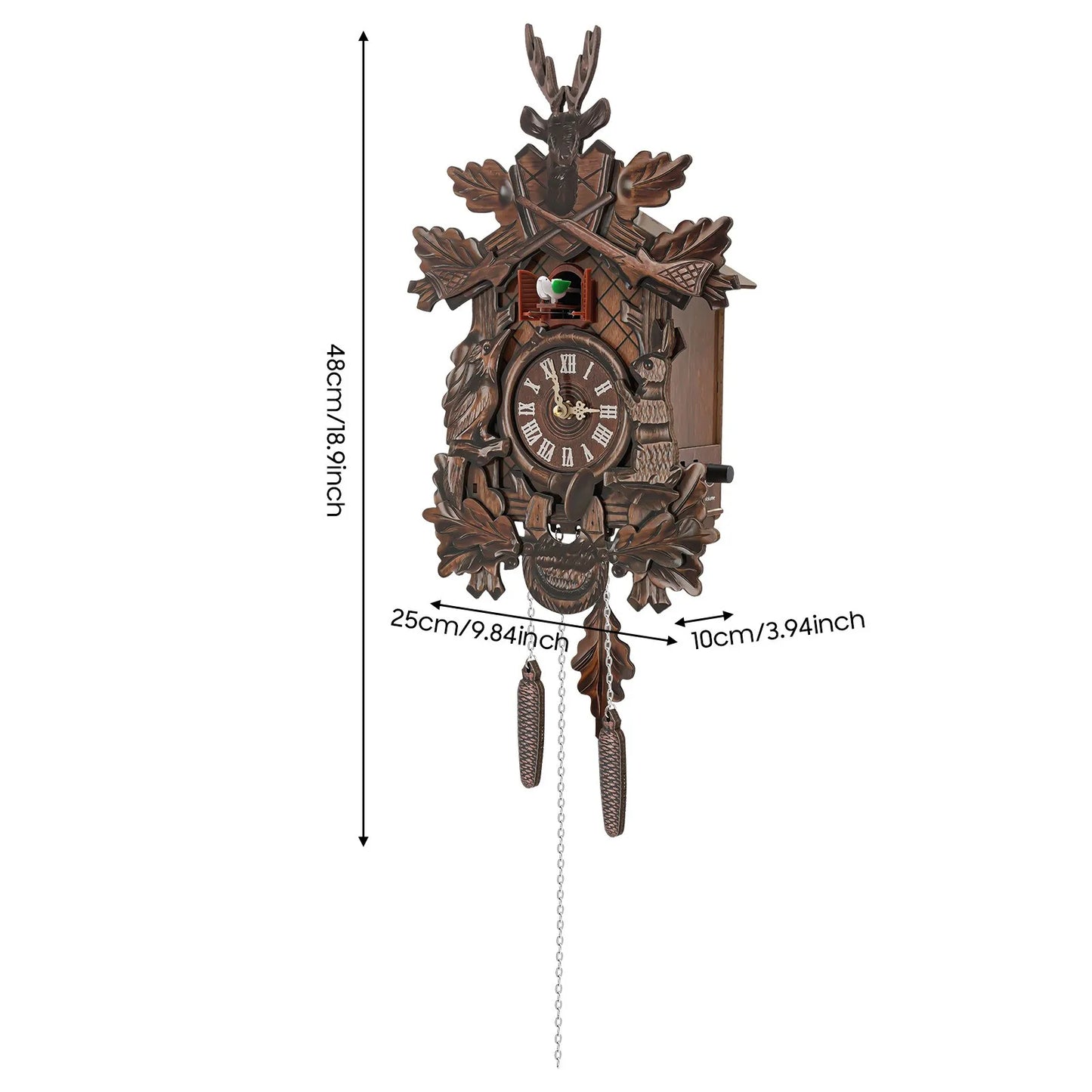 Forest Theme Cuckoo Clock, Adjustable Volume Retro Wall Clock for Home and Holiday Decoration