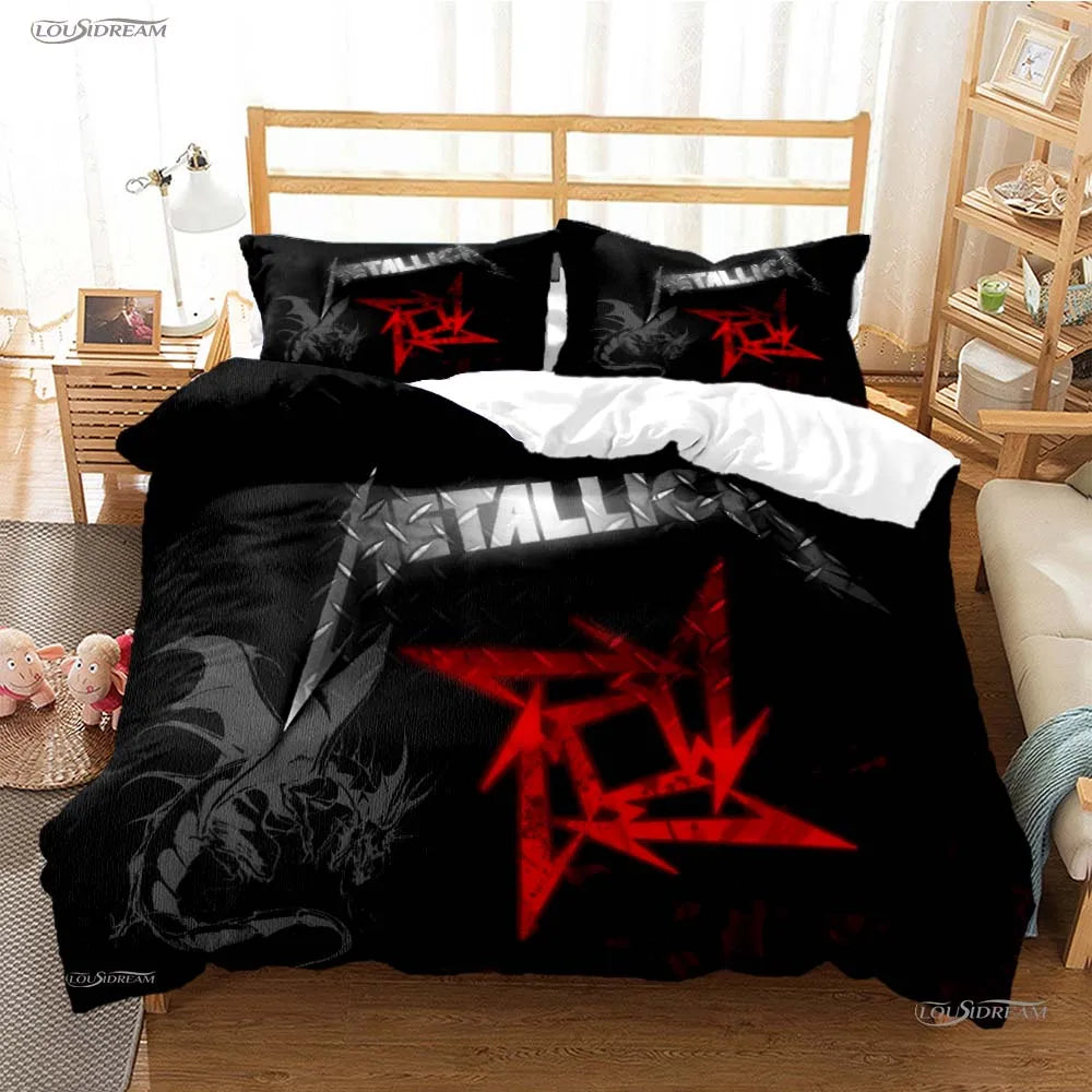Heavy Metal Music Casal All Season Duvet Cover Comforter Bedding Sets Soft Quilt Cover and Pillowcases Single/Double/Queen/King