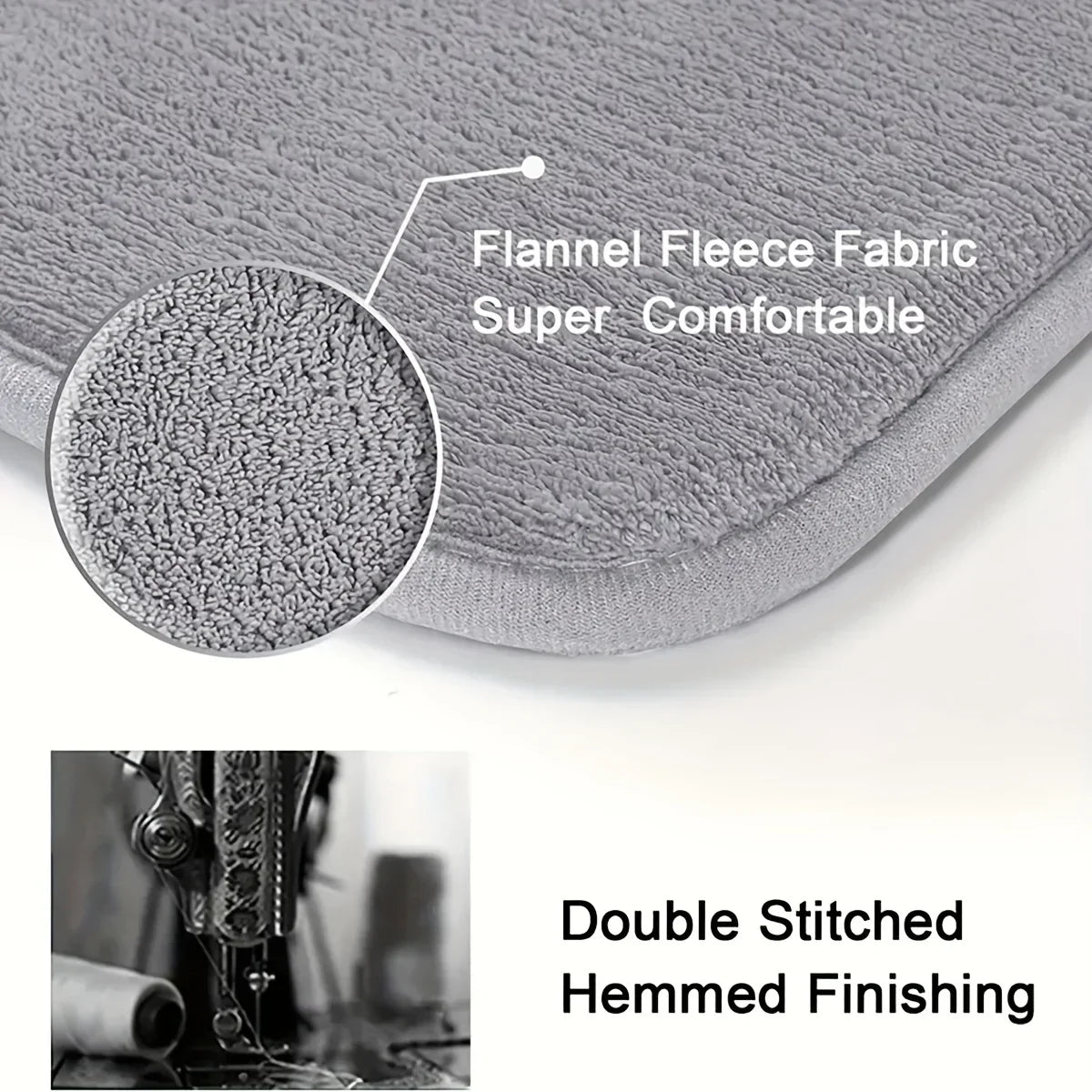 Square Kitchen Rug Flannel Plush Floor Mat Non Slip Highly Absorbent Soft Fuzzy Mat for Bathroom and Toilet