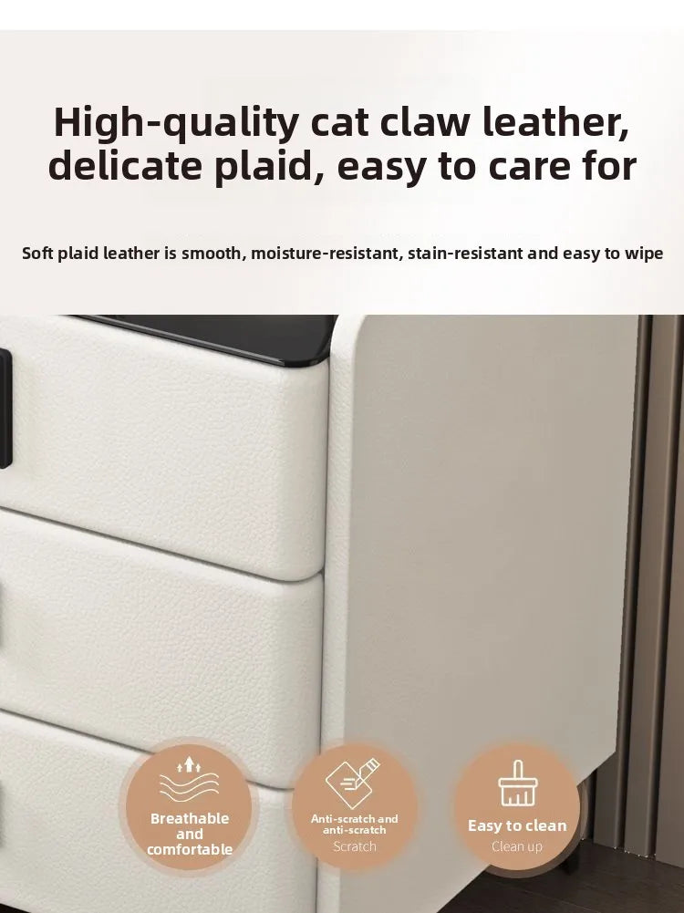 Smart Multifunctional Bedside Table with Wireless ChargerTouch Control 3-Color LEDLightModern Nightstand with Solid Wood