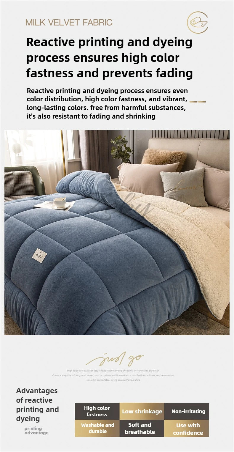 New Thicken Milk Fleece Winter Blanket Warm Artificial Lamb Cashmere Weighted Blankets for Bed Soft Warmth Comforter Duvet Core