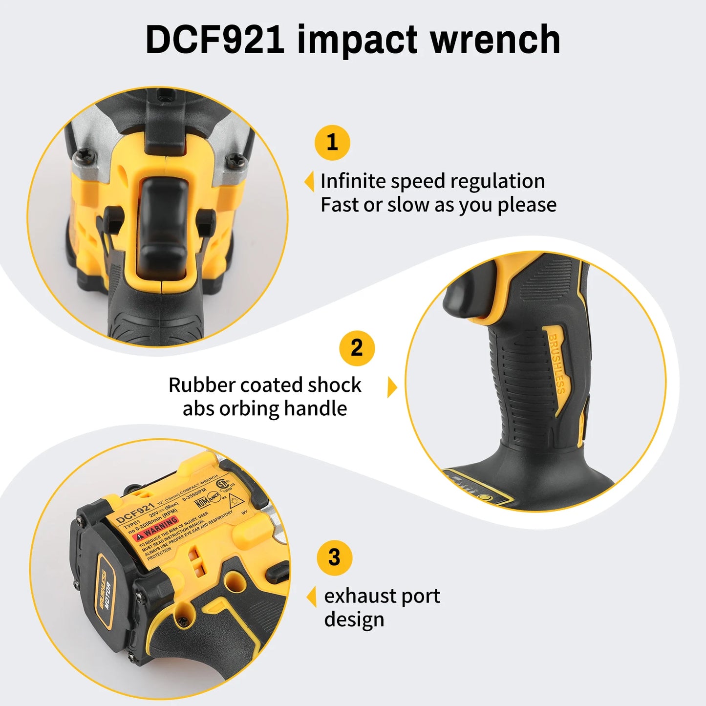 DEWALT DCF921 ATOMIC 20V MAX 1/2 - inch Cordless Impact Wrench: Variable Speed, Built - in Charging, Comes with Battery